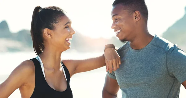 Being Healthy Secret Our Relationship Happy Young Couple Out Workout — Fotografia de Stock