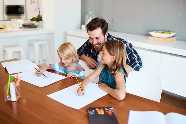 Helping Them Discover All Hidden Talents Young Father Helping His — Foto Stock