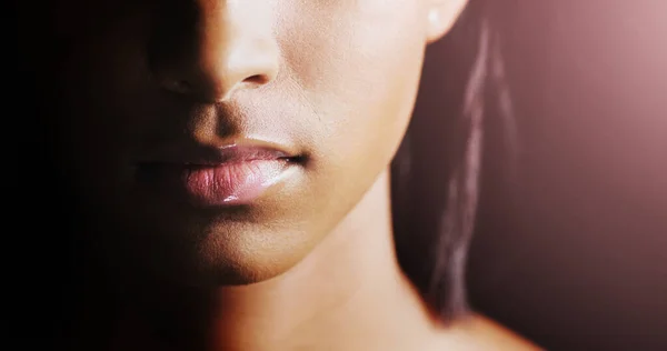 Say Your Last Words Closeup Shot Young Womans Beautiful Lips — Fotografia de Stock