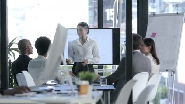 Manager Leader Boss Presentation Training Seminar Teaching Workshop Office Meeting — Stockvideo