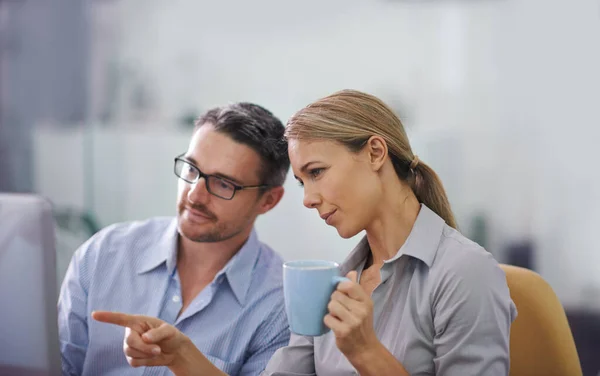 Professional Business People Working Together Computer Doing Quality Assurance Looking — Foto Stock