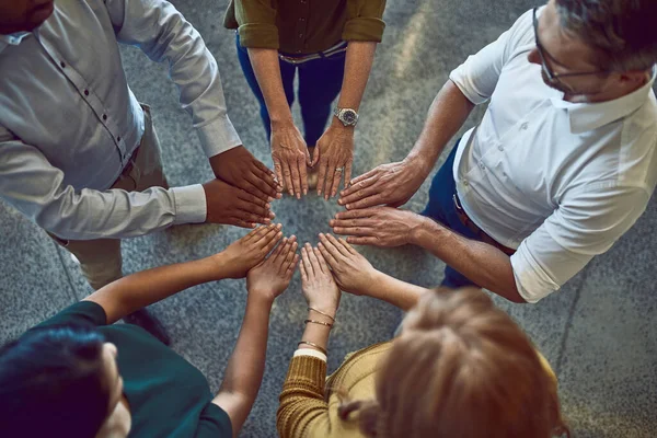 Business People Making Circle Hands Doing Team Building Showing Support — Stock Fotó