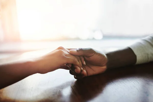Help Love Support Couple Holding Hands Comfort Home Romantic People —  Fotos de Stock