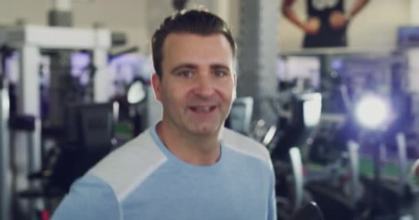 Здоровье Фитнес Физические Упражнения Счастливым Активным Реальным Человеком Тренировки Работает — стоковое видео