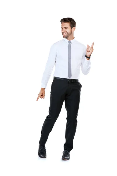Success Feels Excellent Studio Shot Handsome Young Businessman Posing White — Foto Stock