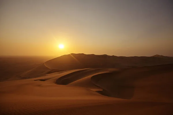 Захід Сонця Над Дюнами Високий Кут Над Піщаними Дюнами Пустелі — стокове фото