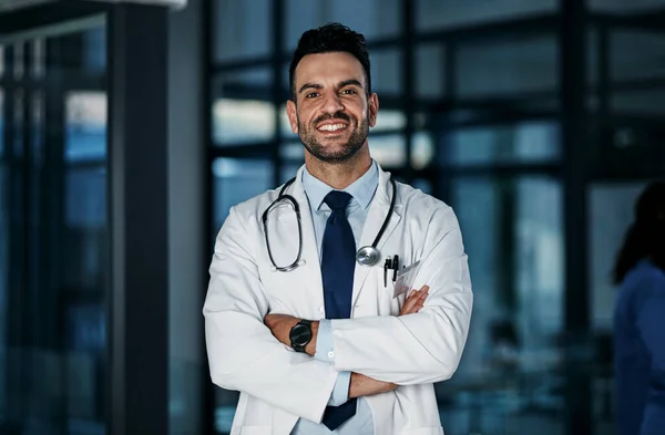 Were Your Care Comes First Portrait Confident Young Doctor Working — Fotografia de Stock