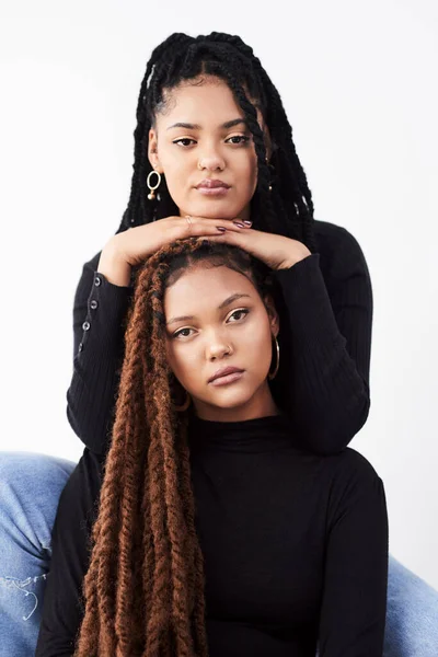 Natural Hair Make You Stop Stare Studio Shot Two Beautiful —  Fotos de Stock