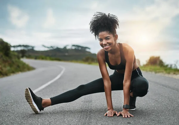 Stretching Should Start Every Workout Full Length Portrait Attractive Young — Stock fotografie