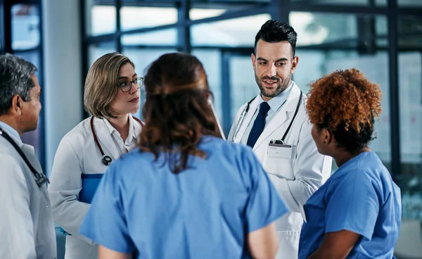 Teamwork Makes Hospital Operations Work Team Doctors Having Discussion Hospital — Stockfoto