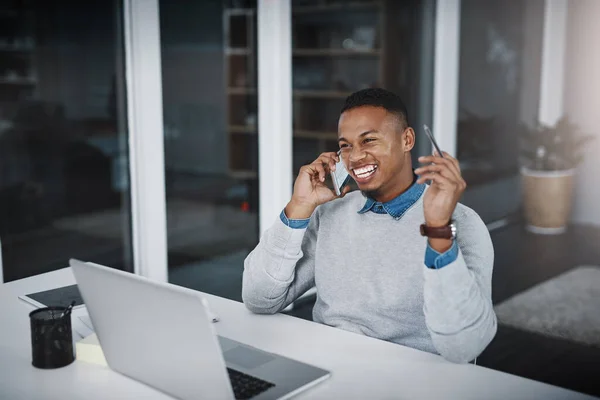 Putting Hard Work Make Big Things Happen Handsome Young Businessman — Fotografia de Stock