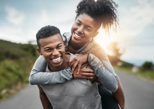 Carry One Another Cropped Portrait Handsome Young Sportsman Piggybacking His — Zdjęcie stockowe