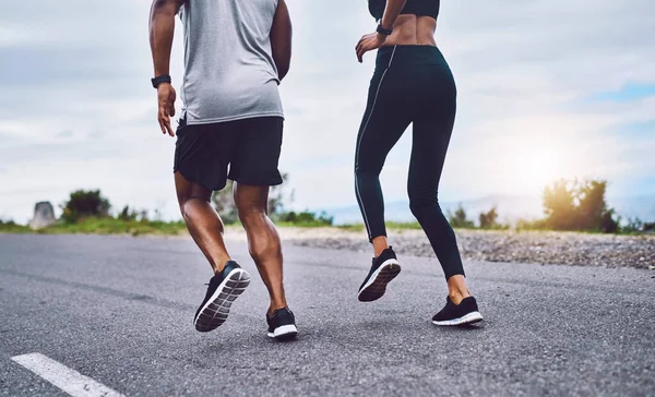 Run Healthy Lifestyle You Want Lead Closeup Shot Sporty Couple — Fotografia de Stock