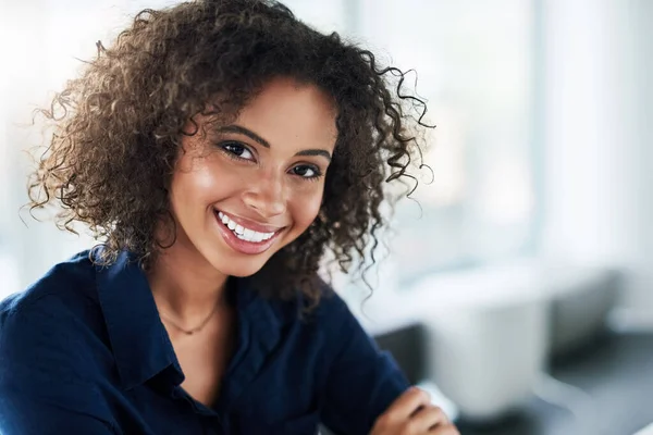 Positive Positivity Flow Cropped Portrait Attractive Young Businesswoman Working Her — Foto Stock