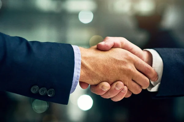Business People Giving Handshake Congratulating Success Networking Work Closeup Professional — Stok fotoğraf