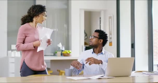 Stress Unhappy Angry Couple Having Financial Trouble While Checking Budget — Video