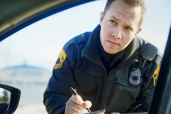 Afraid Gonna Have Write You Handsome Young Male Traffic Officer — Stock fotografie