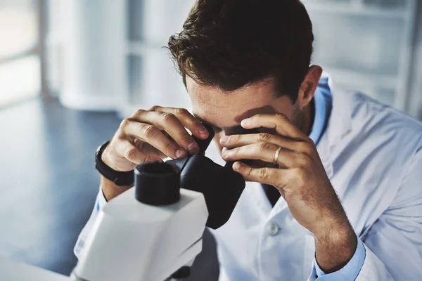 You Have Look Closely See Bigger Picture Scientist Using Microscope — Foto Stock