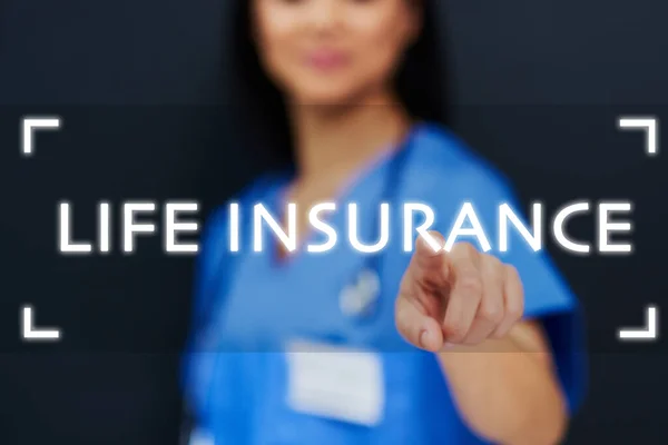 Life Insurance You Have Unrecognizable Female Nurse Using Touchscreen Interface — Stok fotoğraf