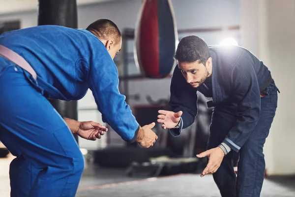 Start How You Mean Finish Two Professional Fighters Sparring Gym — Stock Photo, Image