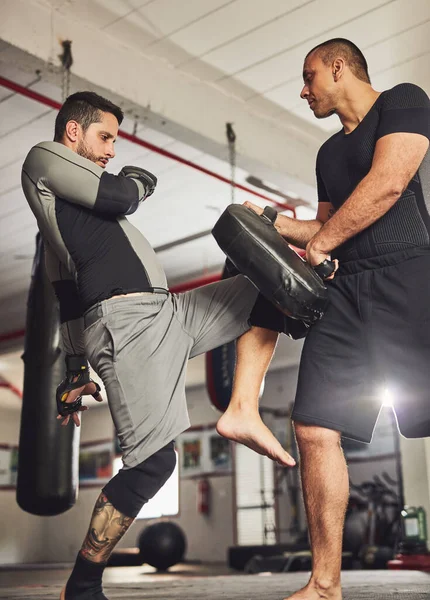 You Knee Can Powerful Weapon Two Professional Fighters Sparring Gym — Stockfoto