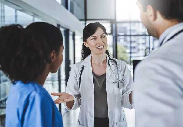 Our Patient Responding Brilliantly Treatment Team Doctors Having Discussion Hospital — Stock Photo, Image