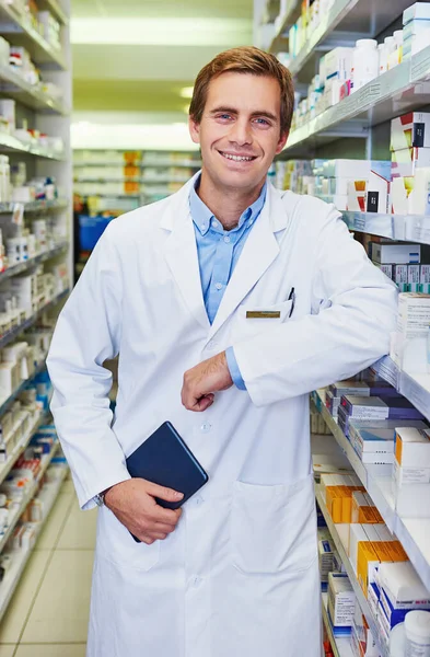 You Can Lean Keep You Well Portrait Confident Young Pharmacist — Stock Fotó