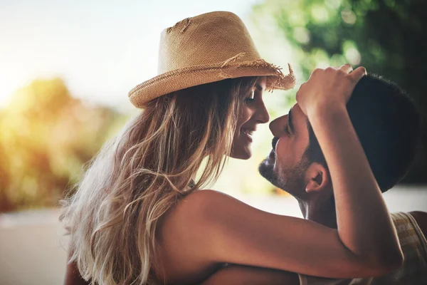 Savour Every Moment Affectionate Young Couple Sharing Intimate Moment Balcony — Fotografia de Stock