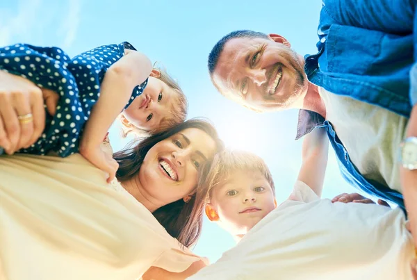 Out Some Fresh Air Family Low Angle Shot Happy Family — Foto Stock