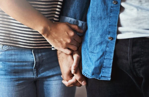 Were Team Unrecognizable Couple Holding Hands — Stockfoto