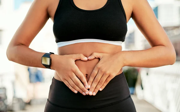 Treasure Your Health Wellness Closeup Shot Unrecognizable Woman Making Heart — Stockfoto