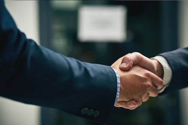 Handshake Deal Successful Merger Closeup Agreement Professional People Building Career — Stok fotoğraf