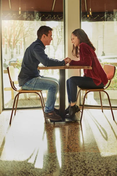 Favourite Spot Bit Romance Young Man Woman Romantic Date Coffee — Zdjęcie stockowe