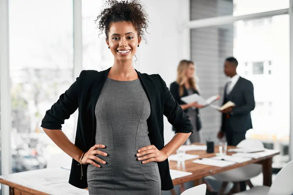 Confidence Has Grown Success Portrait Young Businesswoman Standing Office Her — Foto Stock
