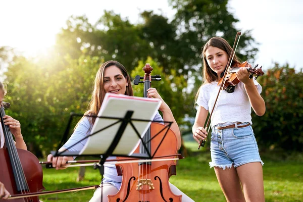 Definitely One Our Most Favorite Pastimes Young Girl Playing Violin — Foto Stock
