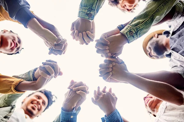 Friends Should Believe Each Other Group Friends Holding Hands — Fotografia de Stock