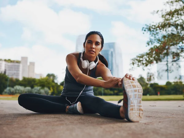 Magic Warmup Full Length Shot Attractive Young Sportswoman Doing Stretch — Stock Photo, Image