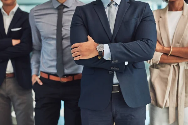 Did Someone Call Professionals Group Unrecognizable Businesspeople Standing Arms Folded — Stockfoto