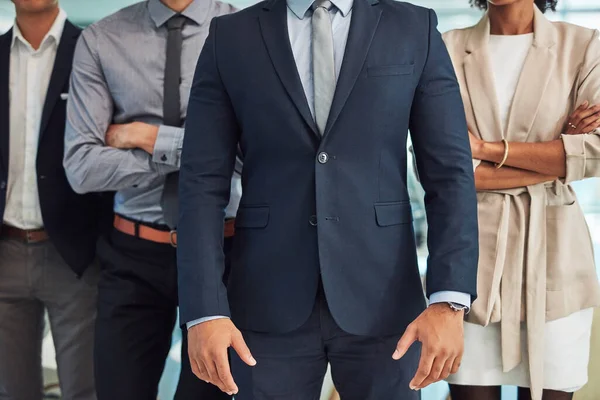 Bosses Here Group Unrecognizable Businesspeople Standing Arms Folded Office Work — Stockfoto