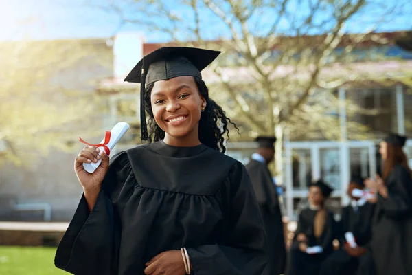 Smiles Educational Success Portrait Happy Young Woman Holding Diploma Graduation — Stock fotografie