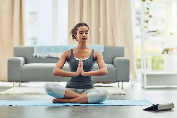 Become Stronger Mentally Physically Yoga Attractive Young Woman Practicing Yoga — Stock fotografie