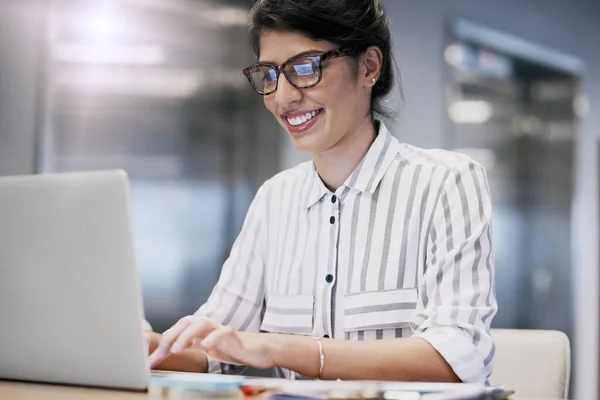 Route Her Next Big Success Confident Young Businesswoman Working Laptop — Fotografia de Stock