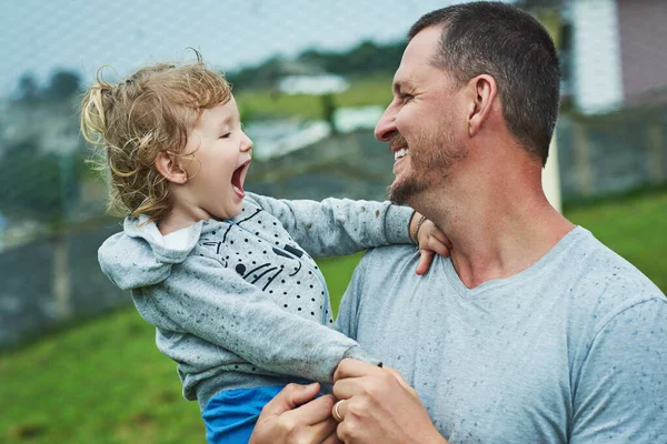 Dont Ever Grow Child Cheerful Little Girl Being Held Her — Stock Fotó