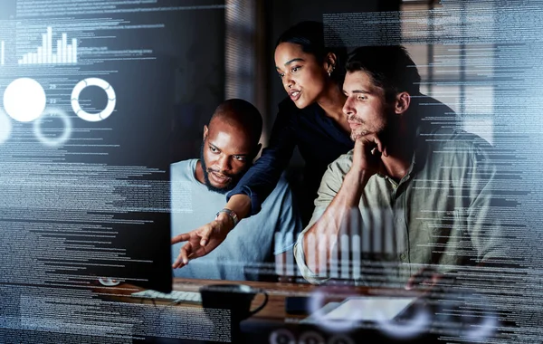 Team Programmers Writing Digital Code Metaverse Working Together Internet Group — Stockfoto
