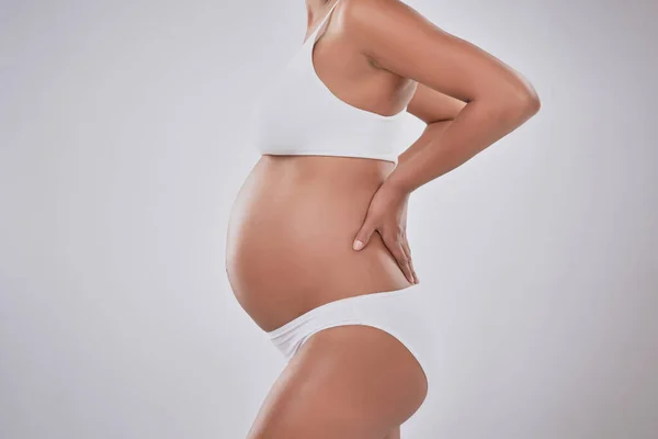 Growing Looking Great Cropped Studio Shot Pregnant Woman Wearing Wearing — Fotografia de Stock