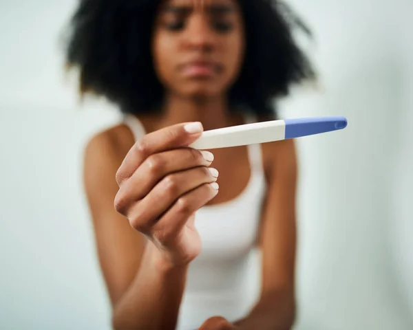 Everything Change Young Woman Taking Pregnancy Test Home — Foto de Stock