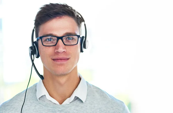 Always Here Customer Portrait Young Call Center Agent Working Office — Stock Photo, Image