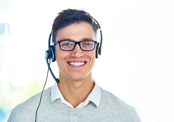 Committed Customer Care Portrait Young Call Center Agent Working Office — Stock Photo, Image