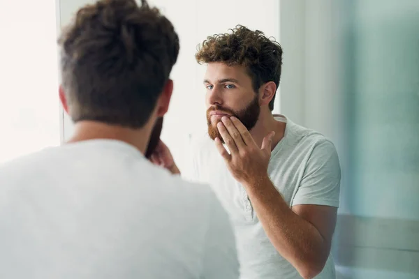 Checking Any Blemishes Handsome Young Man Checking Out His Skin — Stockfoto