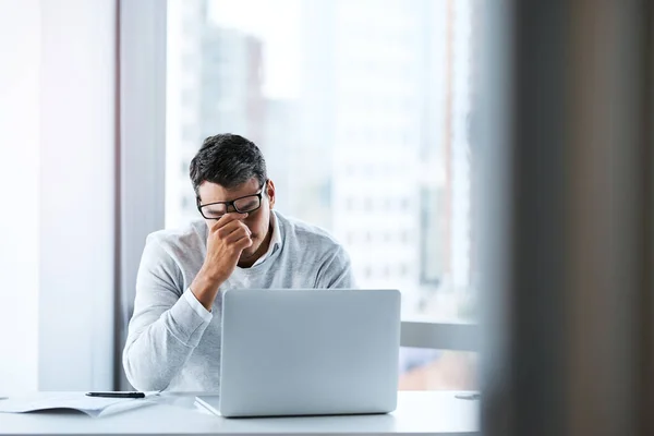 Today Just Day Young Businessman Looking Stressed Out While Working — Stock Photo, Image